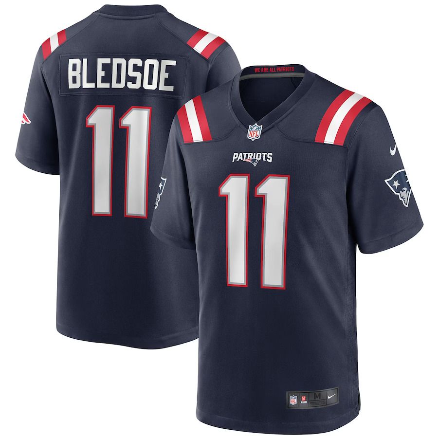 Men New England Patriots 11 Drew Bledsoe Nike Navy Game Retired Player NFL Jersey
